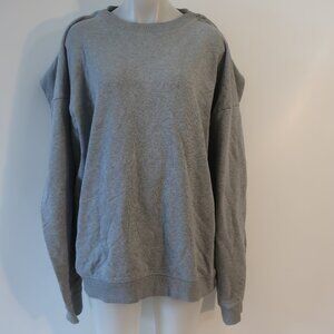Womens Y/Project Gray Cotton Foldover Batwing Pullover Sweatshirt Top L